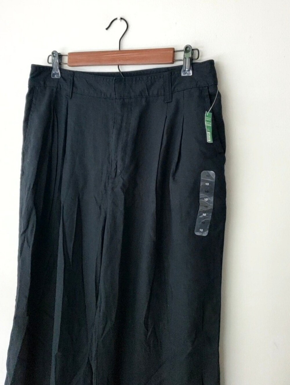 GAP High Rise Drapey Linen Rayon Pleated Wide Leg Pants Black Size 10 RT$70 NWT - Picture 6 of 9